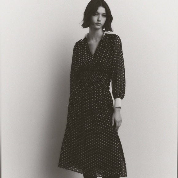 Elegant Black and White Polka Dot Dress - Picture 6 of 11